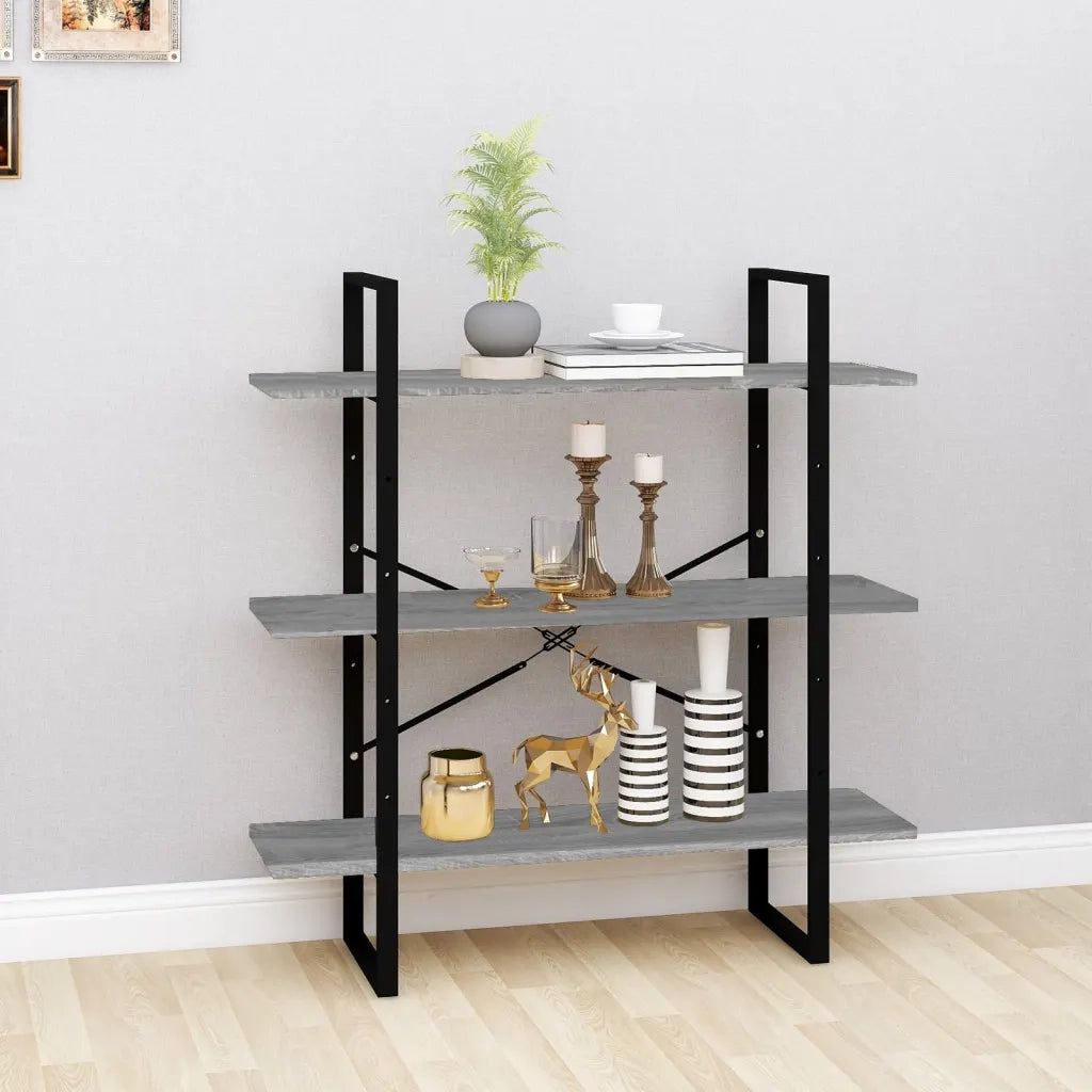 Libreria-Scaffale per Libri-Mobile di Stoccaggio Grigio Sonoma 100x30x105 cm in Legno Multistrato