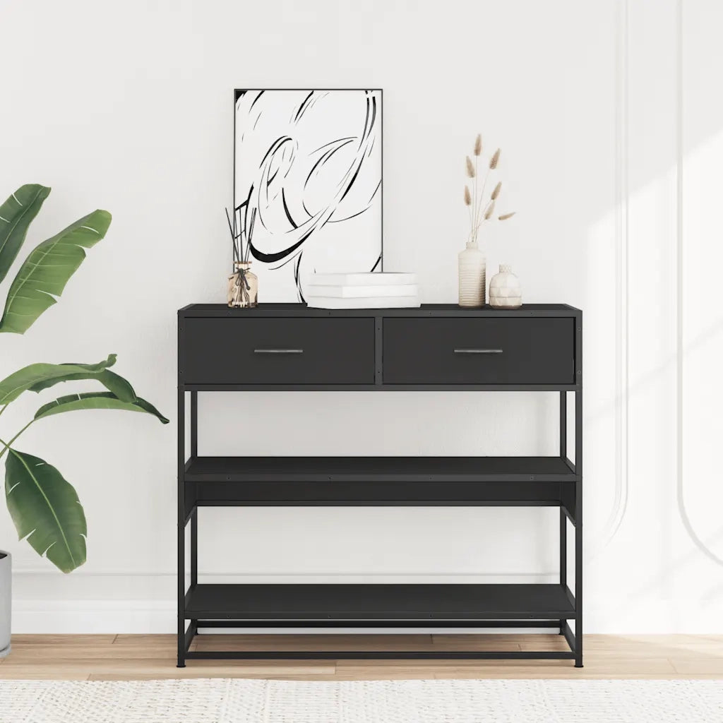 vidaXL Tavolino Consolle Nero 90x35x80 cm in Legno Multistrato