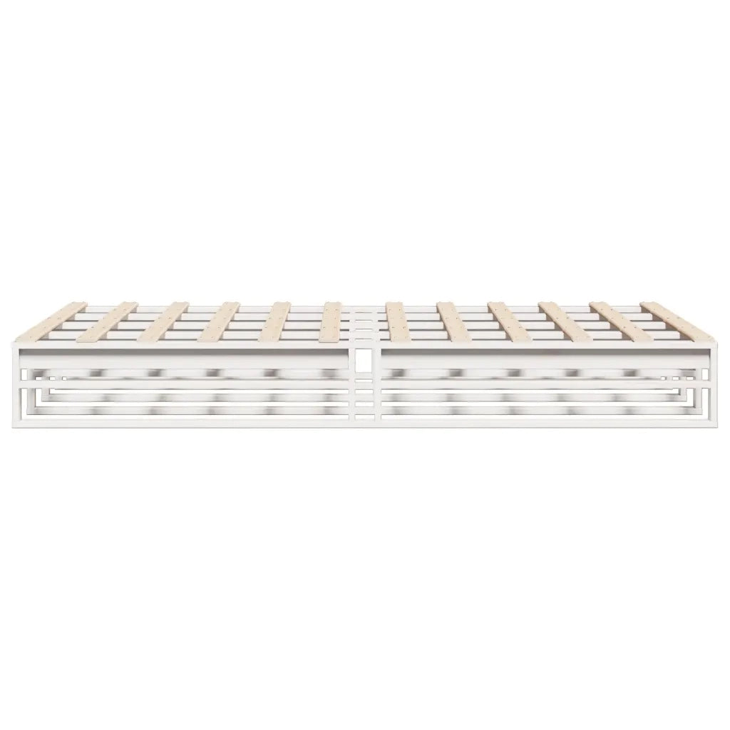 Letto senza Materasso Bianco 135x190 cm Legno Massello di Pino