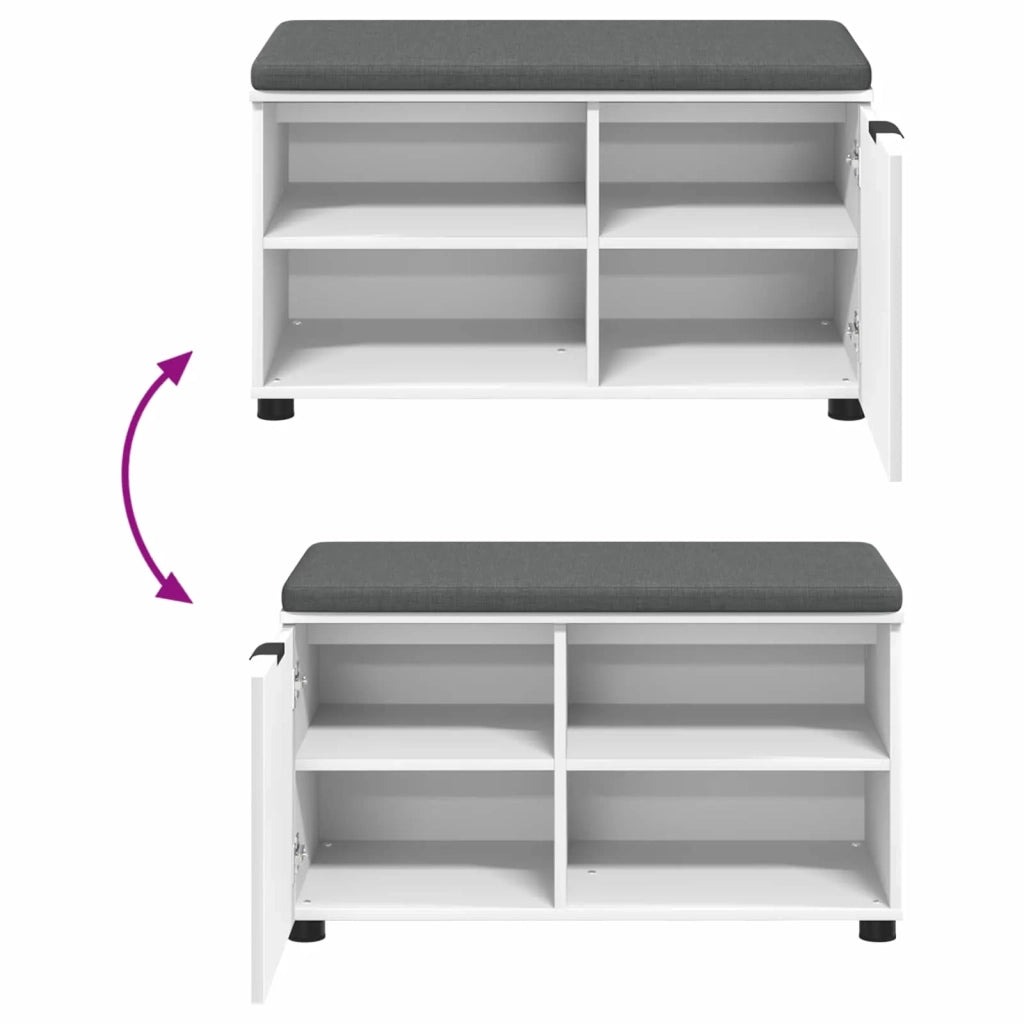 Panca per ingresso con cuscino con porta Bianco 80 x 38 x 46 cm 891504