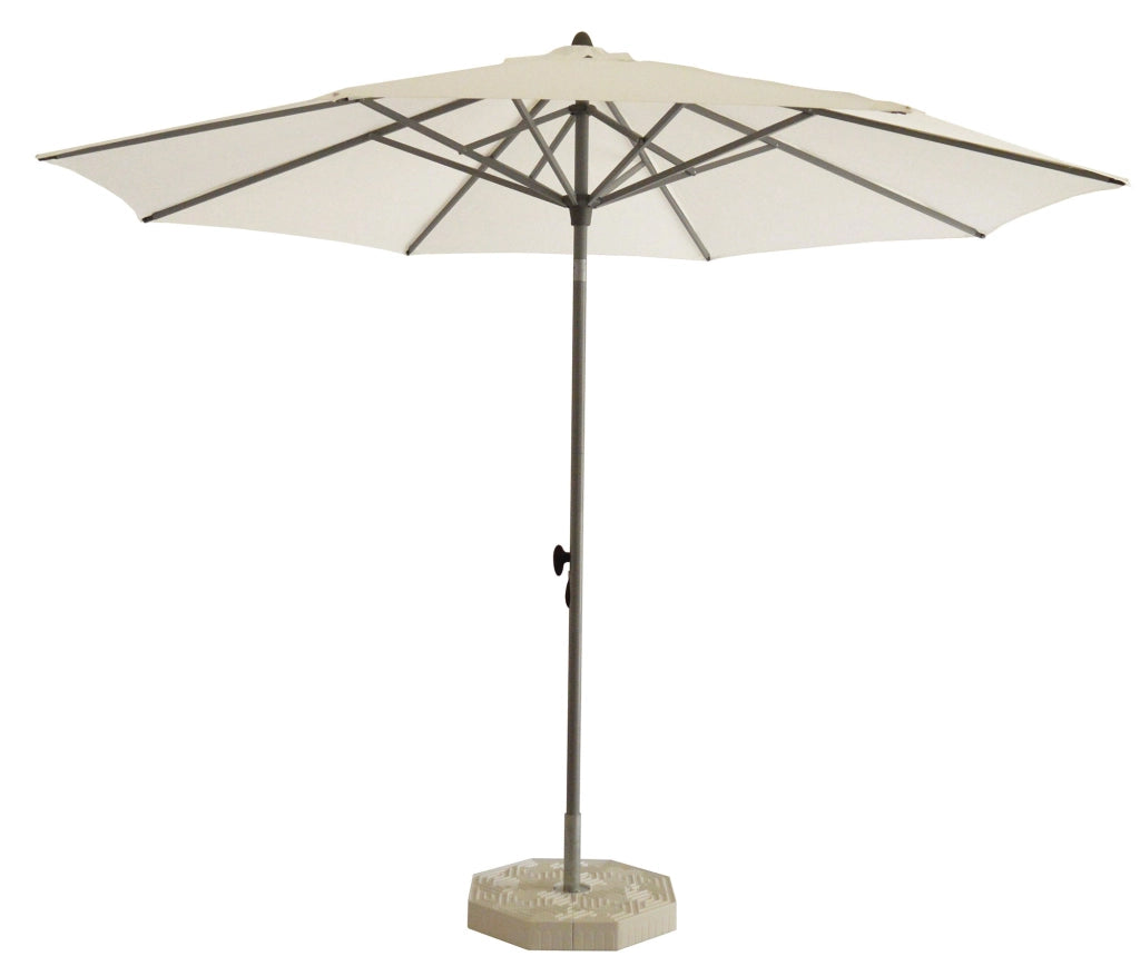 Ombrellone da Giardino Ø3 m Palo Ø40 mm in Alluminio Grigio Lucido Telo in Poliestere Bianco