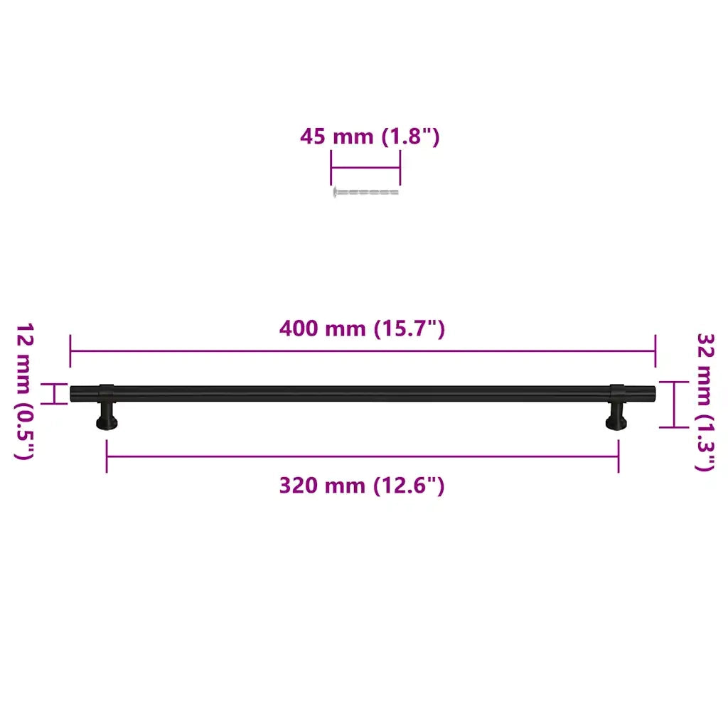 Maniglie per Mobili 5 pz Nere 320mm in Acciaio Inox CFW2567010