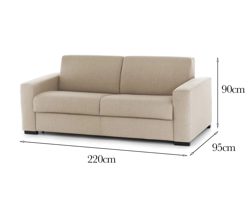 Divano fisso Ayta, Divano a 3 posti, Made in Italy, SofÒ  Soggiorno in tessuto imbottito, con Braccioli standard, cm 220x95h90, Beige