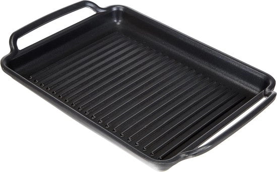 Grillpan solido 40 x 28 cm con rivestimento in Teflon e solchi.
