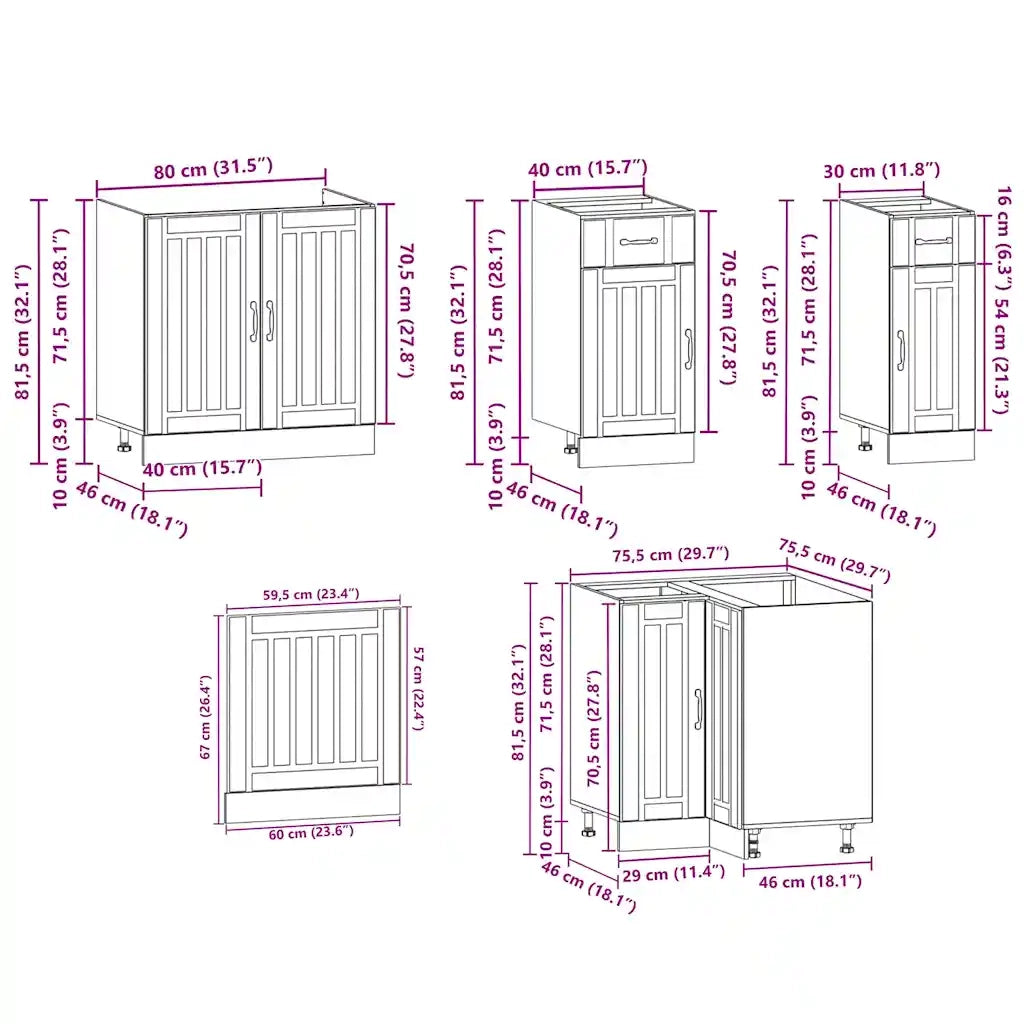 Set Mobili da Cucina 11 pz Lucca Rovere Fumo in Truciolato 3314956