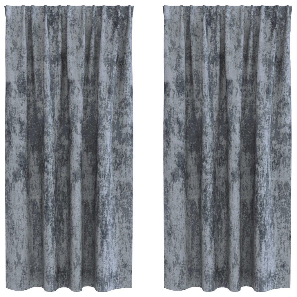 Tende in velluto 2 pz con occhielli grigio argento 175x140 cm