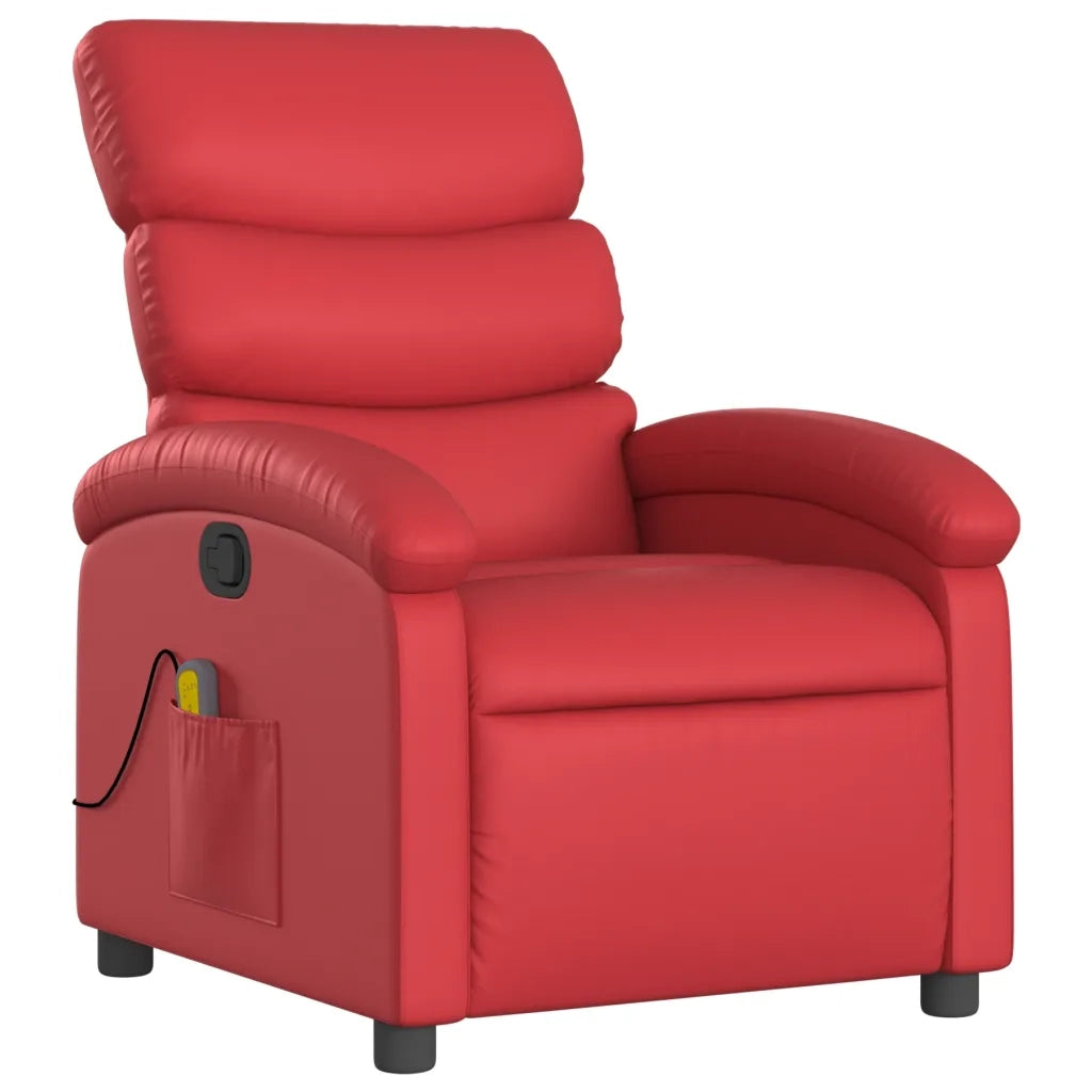 Divano Sedia-Poltrona Massaggiante Reclinabile Rossa in Similpelle 456107