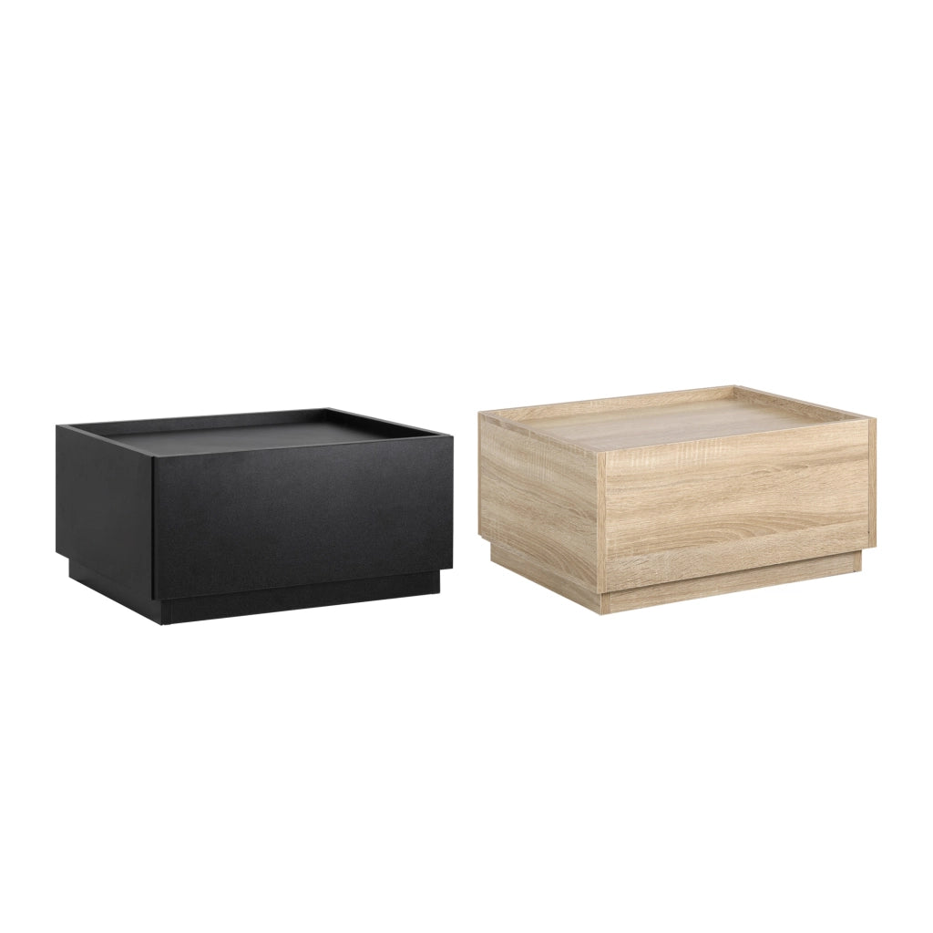 Comodino con cassetto impilabile ¨C Xylo ¨C truciolato nero e naturale 50x40x47,5 cm