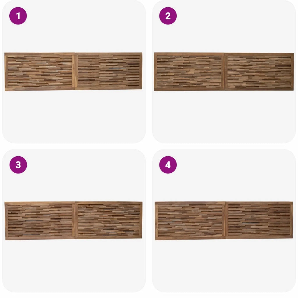 Testiera Naturale 200 cm Legno di teak solido 42024558