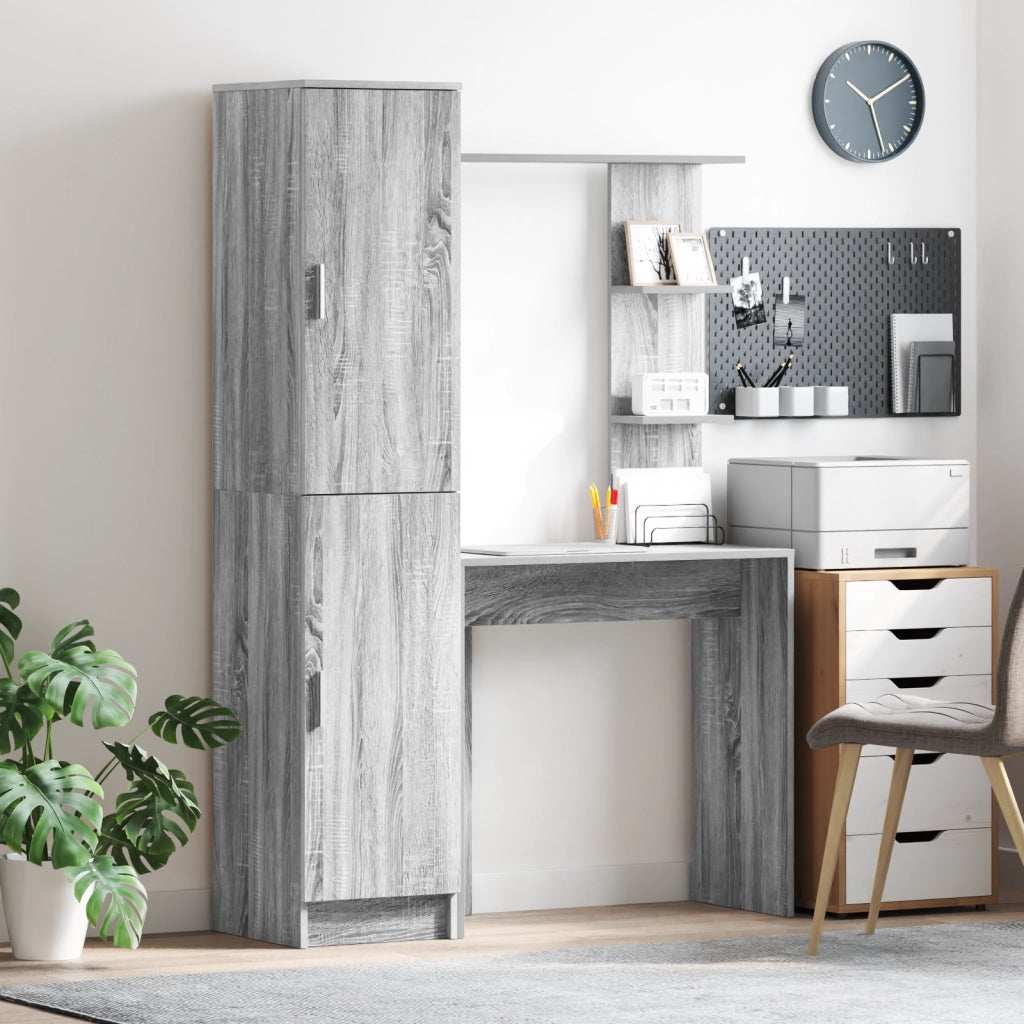 Scrivania con stoccaggio Grigio Sonoma Legno ingegnerizzato