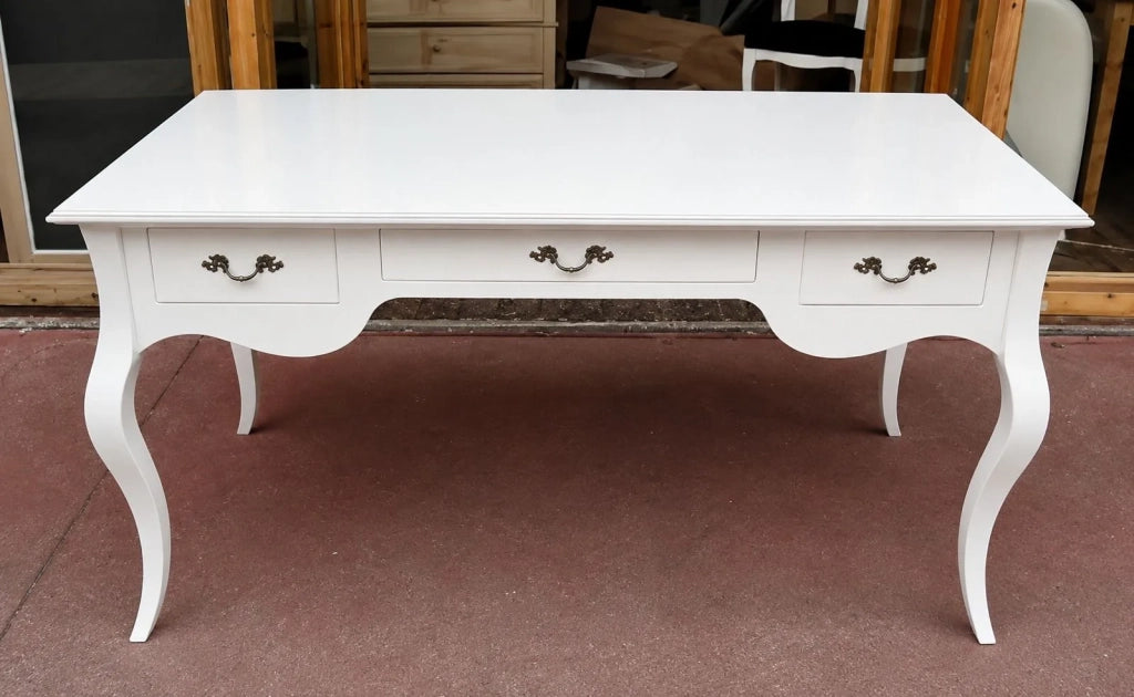 Scrivania in legno laccato bianco opaco l.130 x p.75 h.80 - Mobili 2G