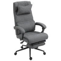 Sedia da Ufficio Ergonomica ad Altezza Regolabile con Braccioli e Poggiapiedi, 66x70x115-123 cm, Grigia