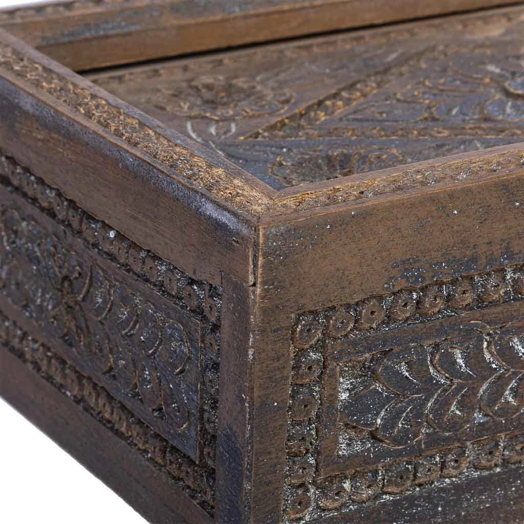 Scatola in legno con finitura artigianale marrone anticato 29x20x09h cm