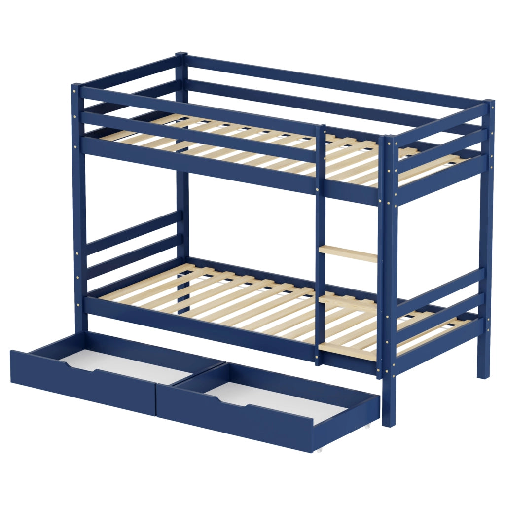 Letto a castello per bambini 190x90cm blu scuro con cassetti AMBRE