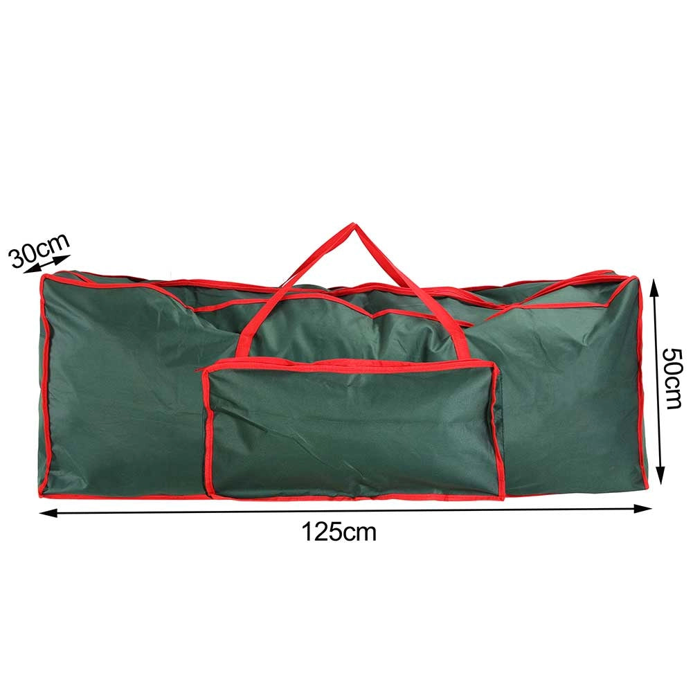 Custodia Sacco Porta Albero di Natale in Tessuto Verde con Tasca 125 x 30 x 50cm