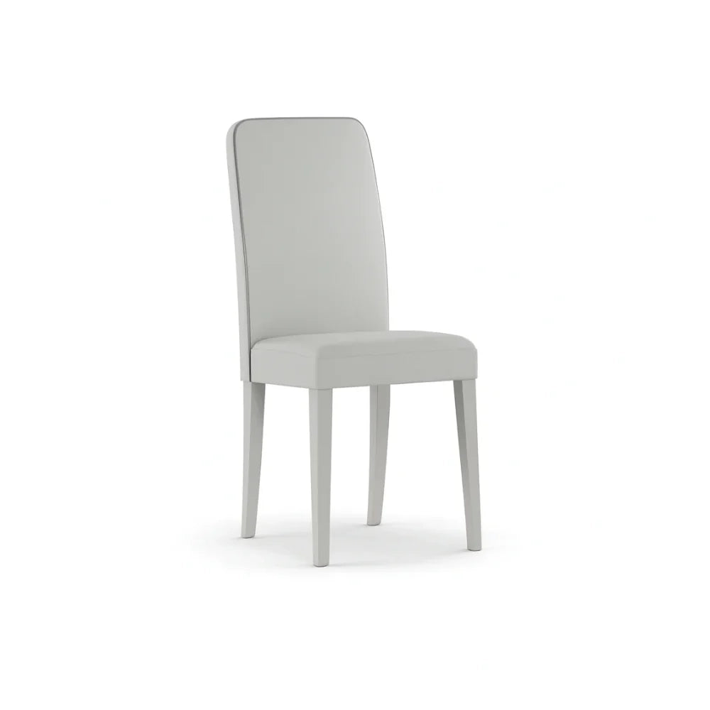 Set di 2 sedie da pranzo imbottite in similpelle bianca Alina con struttura in legno facili da pulire Made in Italy | Duzzle