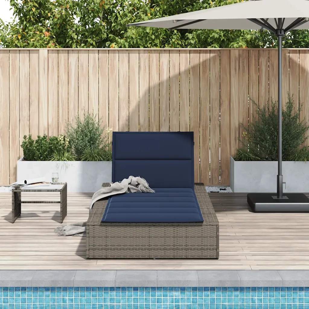 Lettino Prendisole con Cuscino Galleggiante Grigio Polyrattan 4104209