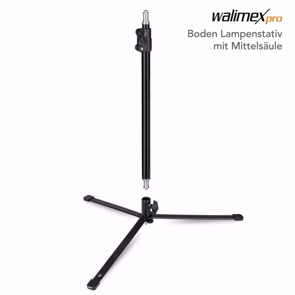 Stativo per luci a pavimento BL-K + colonna centrale estensibile 45-80 cm, cavalletto fotografico con spigot 5/8" e 1/4" 3/8", per foto e video