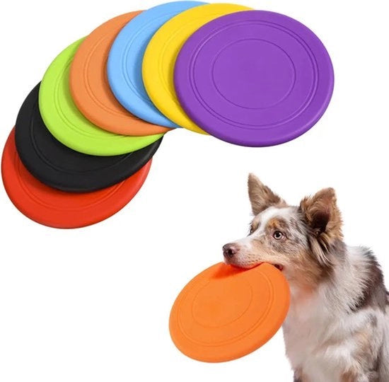 Frisbee per Cani - 7 Pezzi - Frisbee per Cane - Frisbee in Gomma - Giocattolo per Cani - Giocattolo da Spiaggia - Disco - Materiale Siliconico - Giocattolo per Cani Intellettivo - Adatto a Tutti i Cani - 17.8 Cm