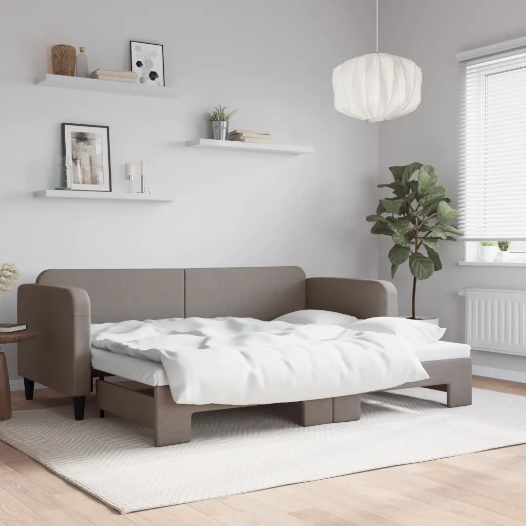 Divano letto | Sof¨¤ letto | Letto singolo Estraibile Tortora 80x200 cm Tessuto
