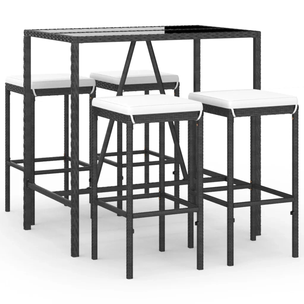 Set Bar da Giardino 5 pz con Cuscini in Polyrattan Nerocod mxl 100682