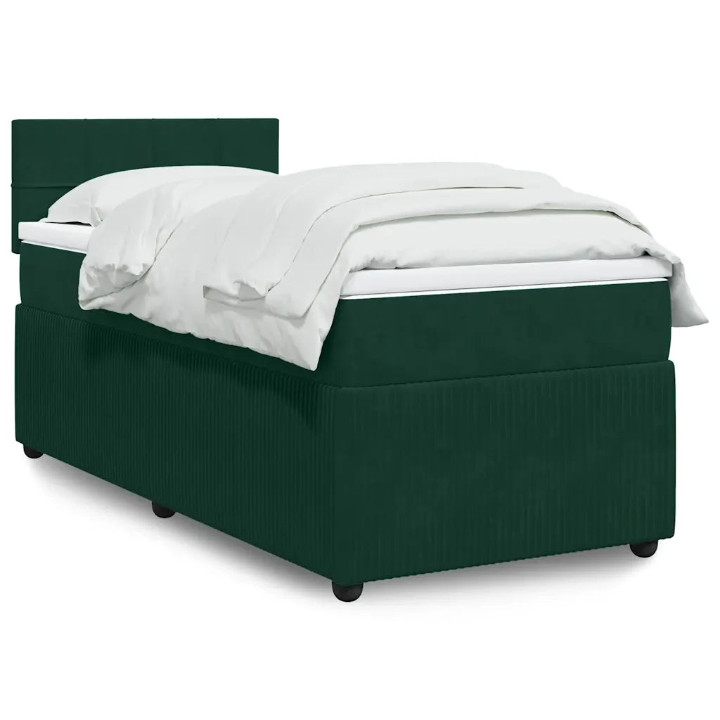 Giroletto a Molle con Materasso Verde Scuro 100x200 cm Velluto