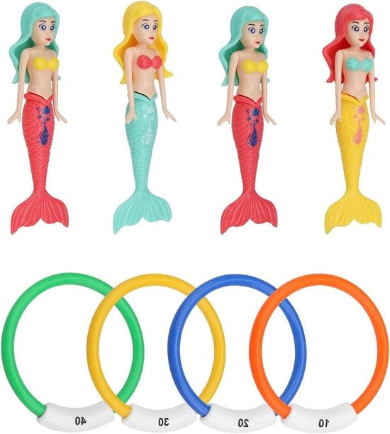 8 anelli di gomma per immersione con numerazione - morbidi e senza spine - ideali per giochi acquatici e allenamento di immersione