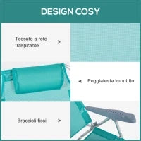Set 2 Sedie da Campeggio Pieghevoli e Reclinabili su 6 Livelli, in Alluminio e Schiuma, 62x65x80 cm, Grigio a Azzurro