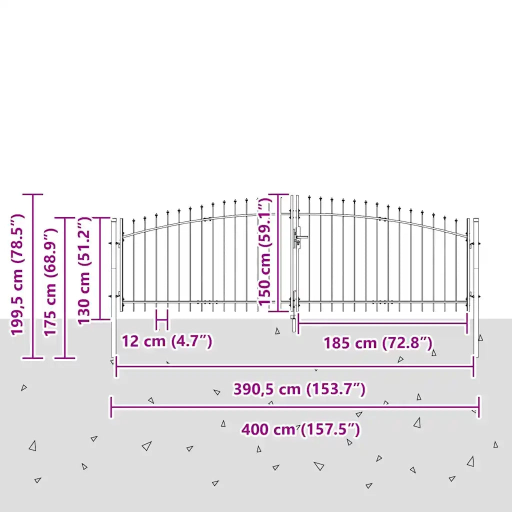 Cancello Doppio Woerden Grigio 400 x 199.5 cm Acciaio 42008857