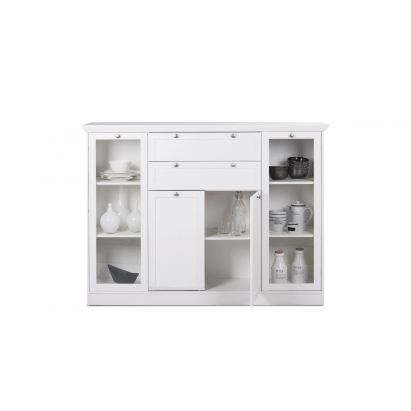 Credenza Landwood 53 bianca con vetrina