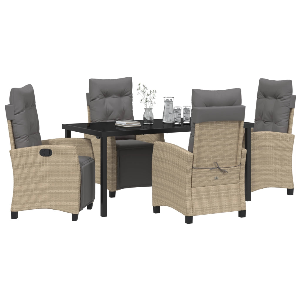 Set da Pranzo da Giardino in 5 Pezzi Beige Polyrattan