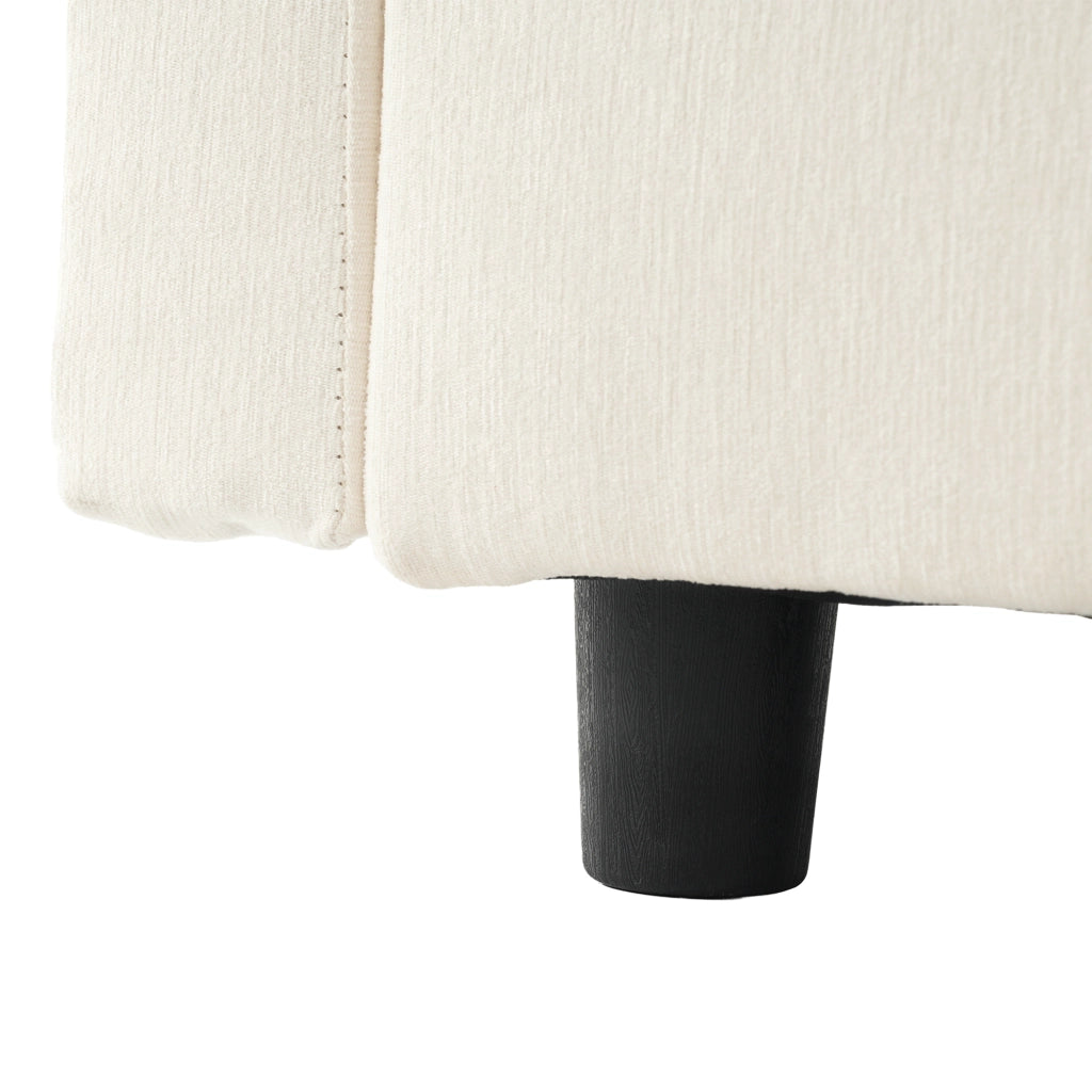 Divano angolare a L con chaise longue mobile, 3 posti, in tessuto chenille beige, 212¡Á150¡Á90 cm