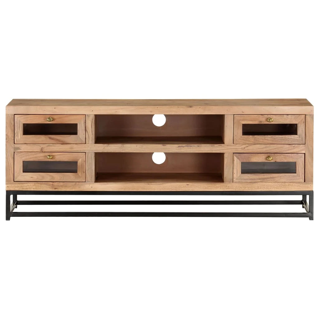 Mobile TV multimediale scaffale TV credenza mobile TV sala da pranzo soggiorno camera da letto 110 x 30 x 40 cm legno massello di acacia marrone 02_0025713