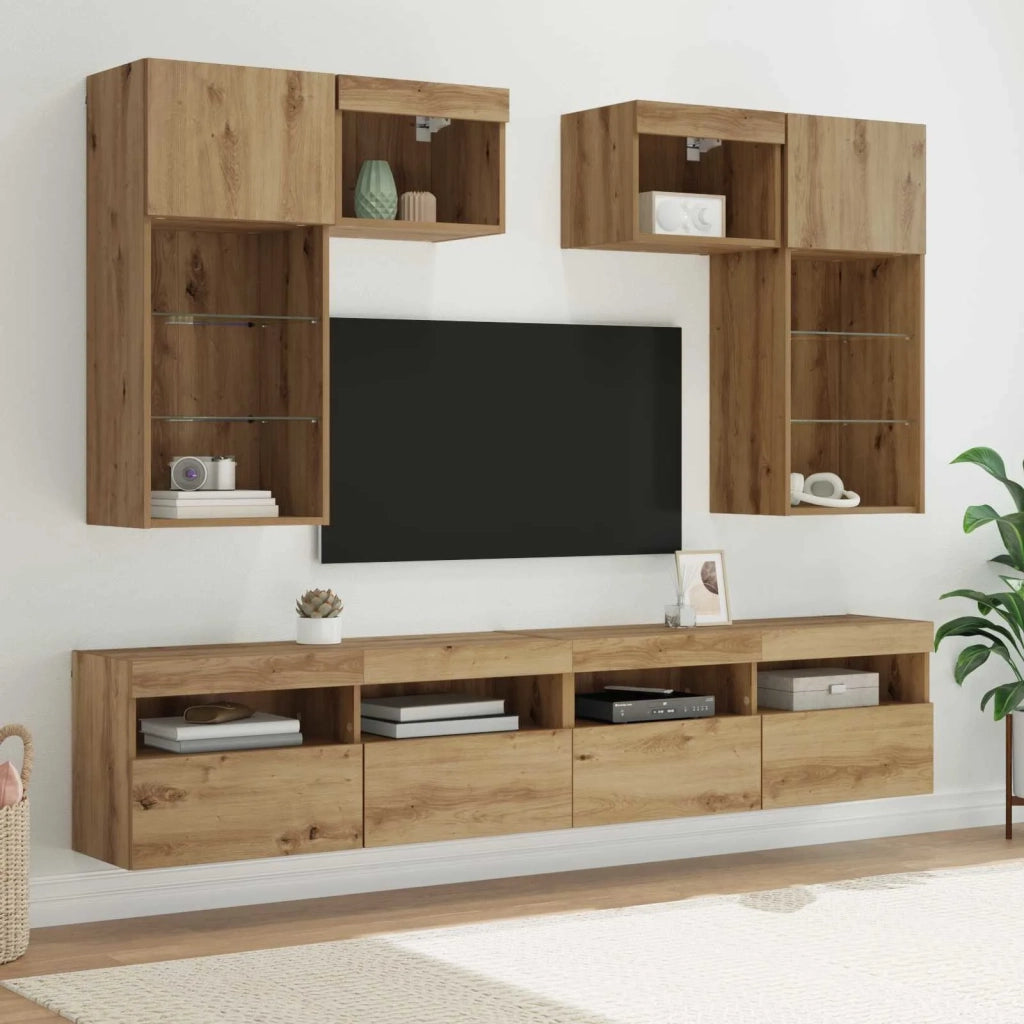 Unità per TV a Muro 6 pcs Legno vecchio Legno multistrato 3402789