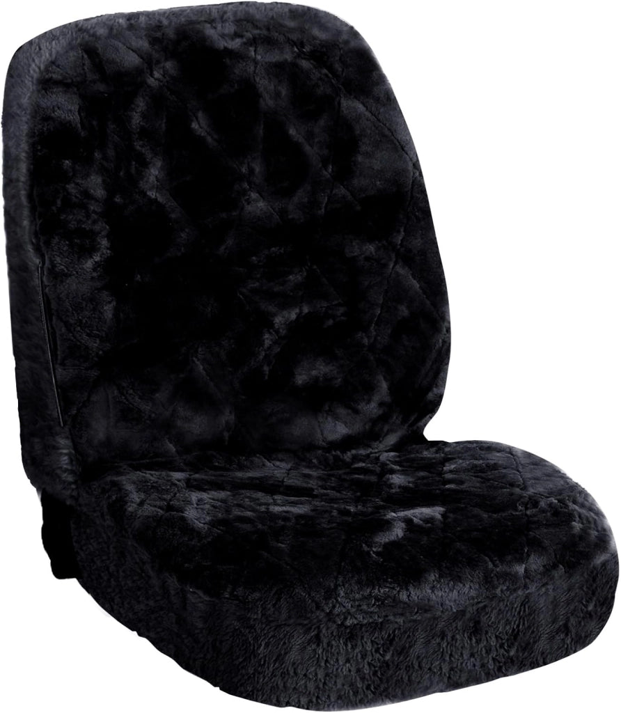 Coprisedili Anteriori per Auto Macchina Universali Seat Cover Protezioni Sedili della Macchina in Pelliccia di Agnello Nero 2 Pezzi