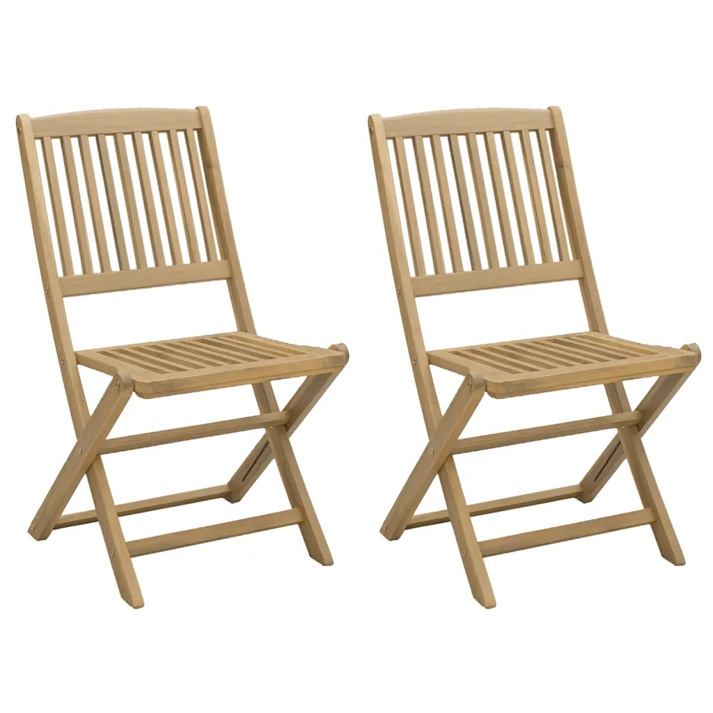 Sedie Giardino Pieghevoli 2 pz 57x48,5x90 cm Massello Acacia