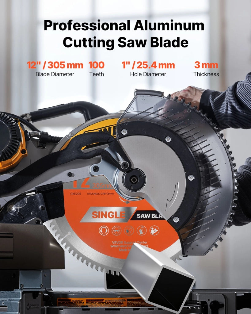 Disco Circolare per Troncatrice Ø 305 mm 100 Denti Foro 25,4 mm in Acciaio 65Mn per Taglio Alluminio e Legno Robusto per Fai da Te