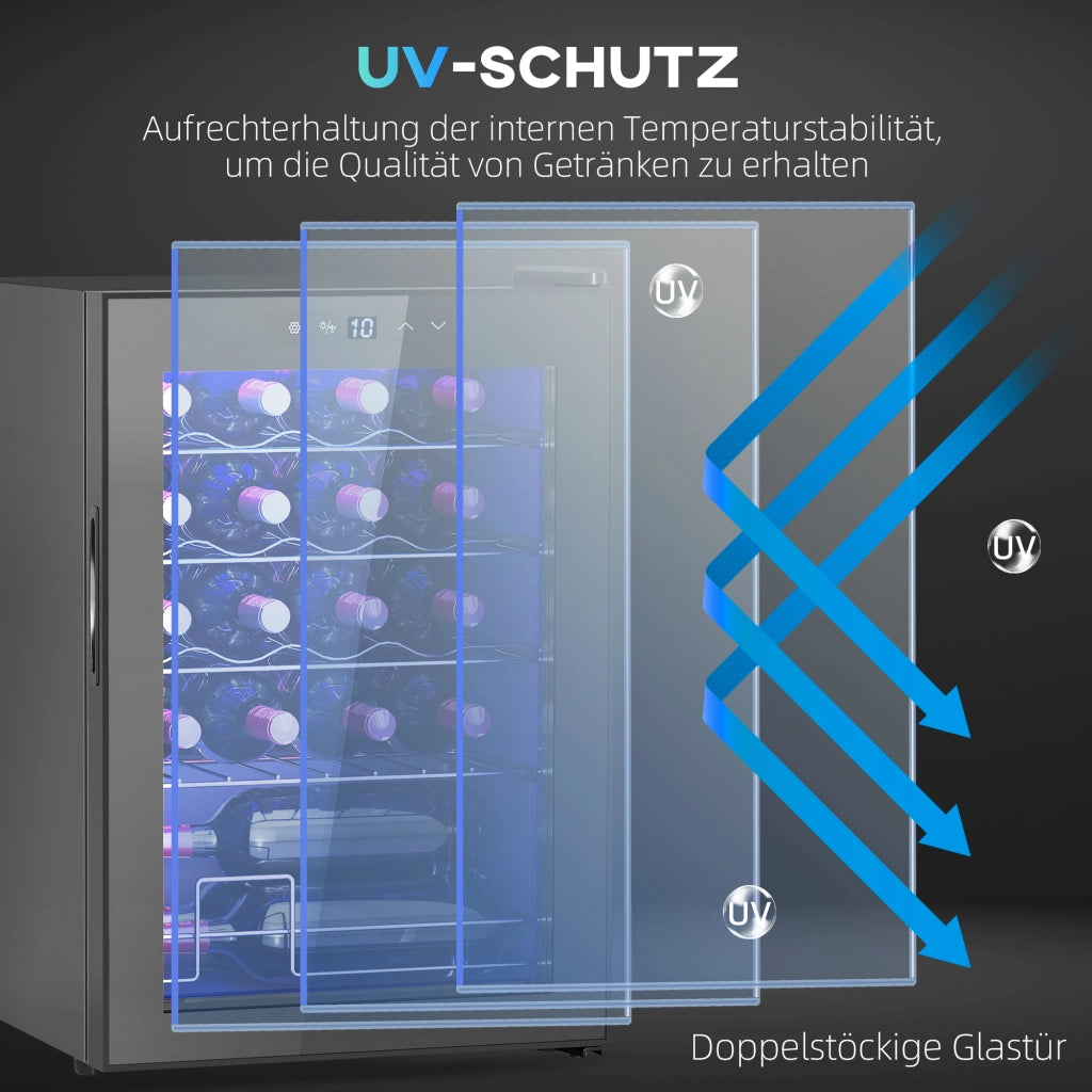 Cantinetta Vini con Porta in Vetro 20 Bottiglie 53L LED ¨C zephmum ¨C Nero
