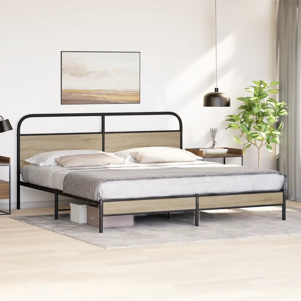 Giroletto senza Materaso in Metallo Rovere Fumo 200x200 cm 3318672