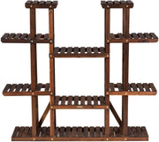 Scaffale Portapiante, Supporto per Fiori a 9 Ripiani in Legno, Spazioso Multifunzionale per Piante Libri e Decorazioni, per Esterno e Interno, Come Giardino/Balcone/Salotto (113x25x114cm)