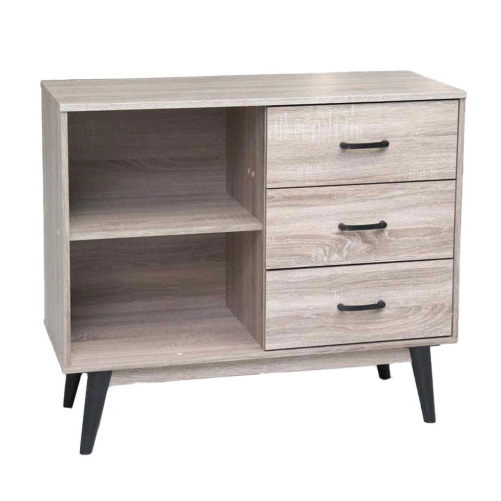 ARES MOBILE IN LEGNO CON 3 CASSETTI 90 X 30 X 80 CM IN COLORE ROVERE