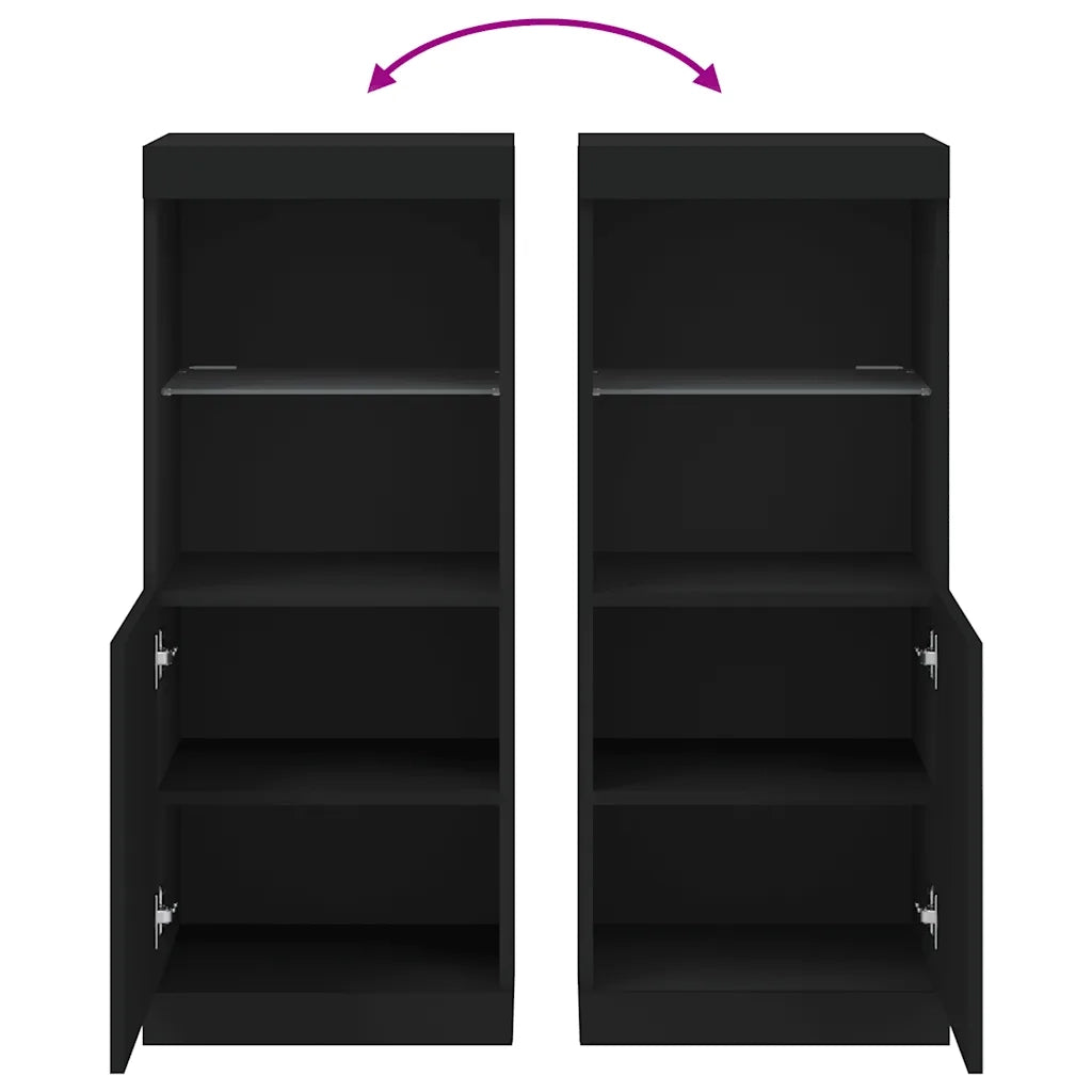 Credenza | Madia | Buffet da pranzo | Armadio da pranzo con Luci LED Nera 41x37x100 cm