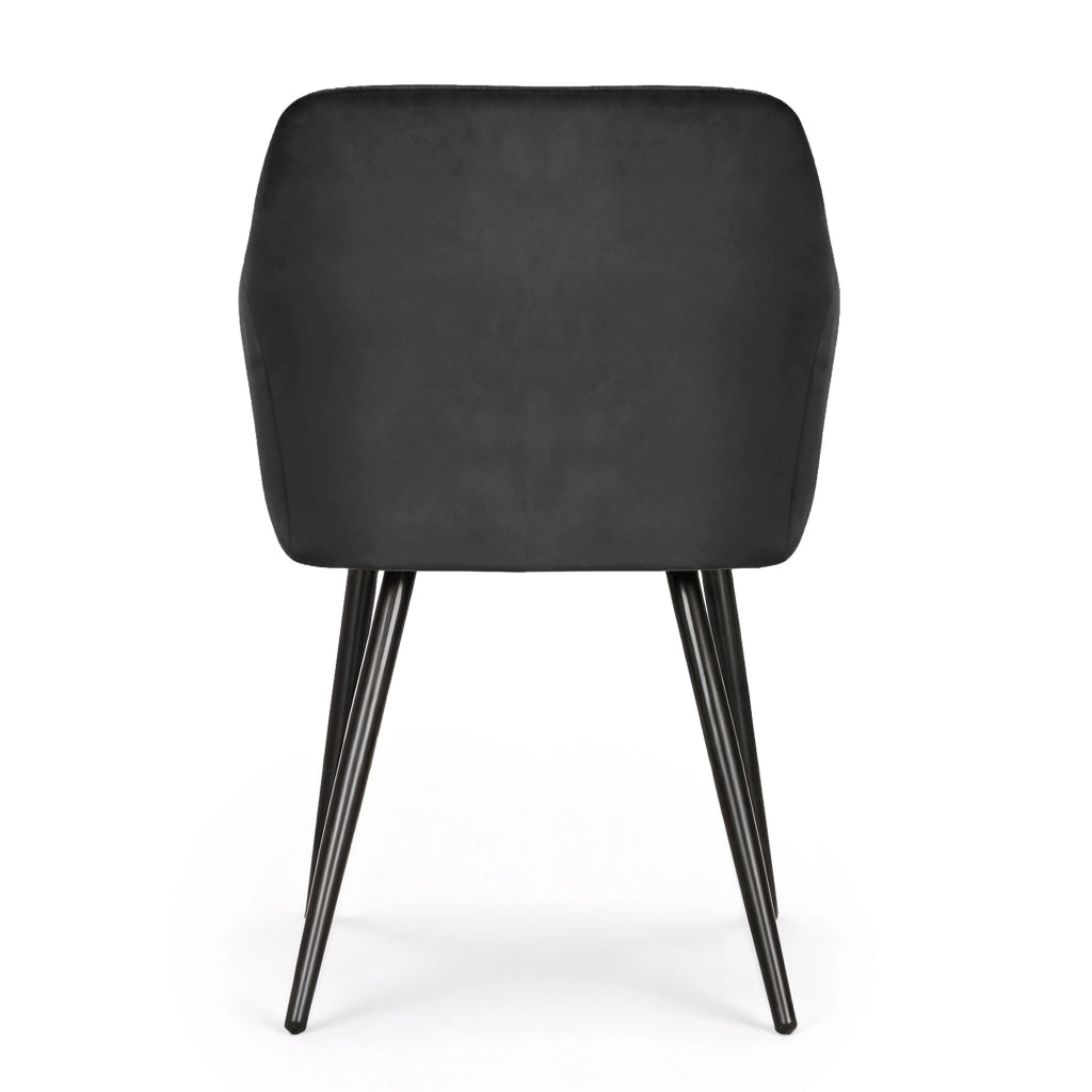 Set di 2 Sedie in velluto liscio ESTELLE Nero gambe nere