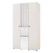 Armadio Camera da Letto Ouarza, Guardaroba 3 Ante Appendiabiti, 117x52 cm Bianco Crema