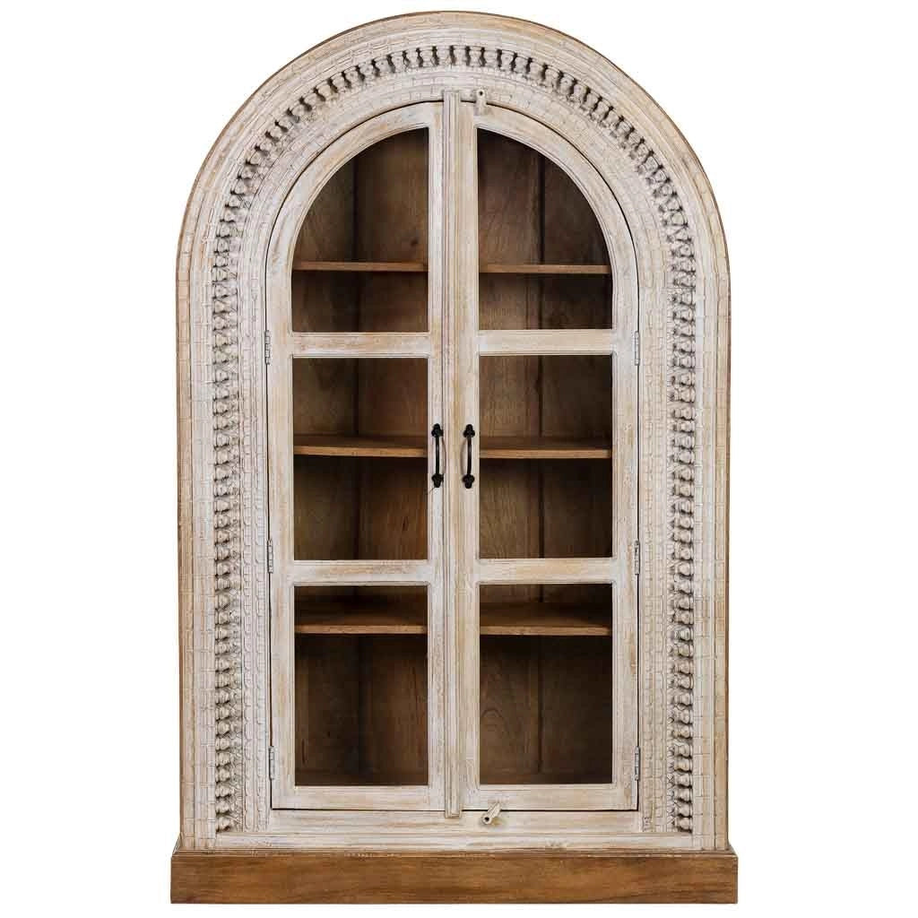 Vetrina in legno bianco fatta a mano 112x41x181h cm