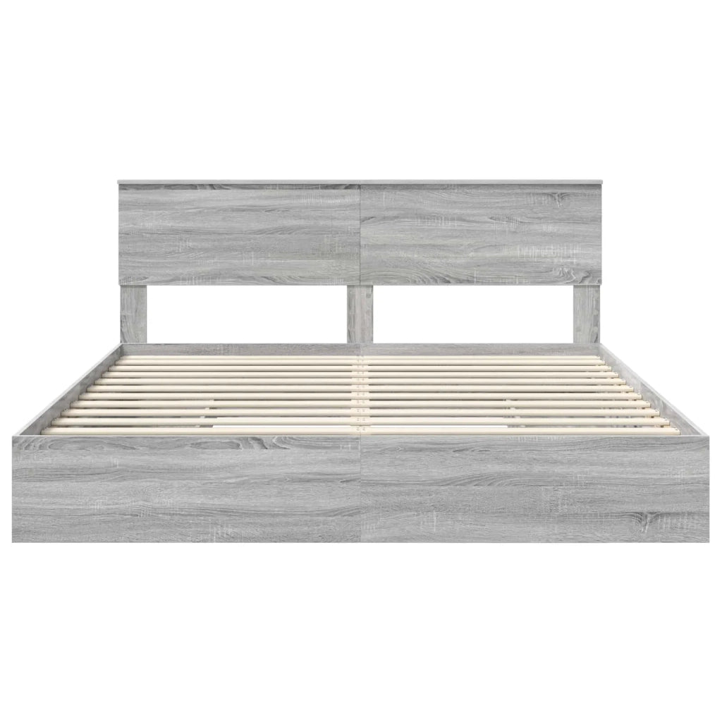 Letto con Contenitore con testiera Grigio Sonoma 200 x 200 cm