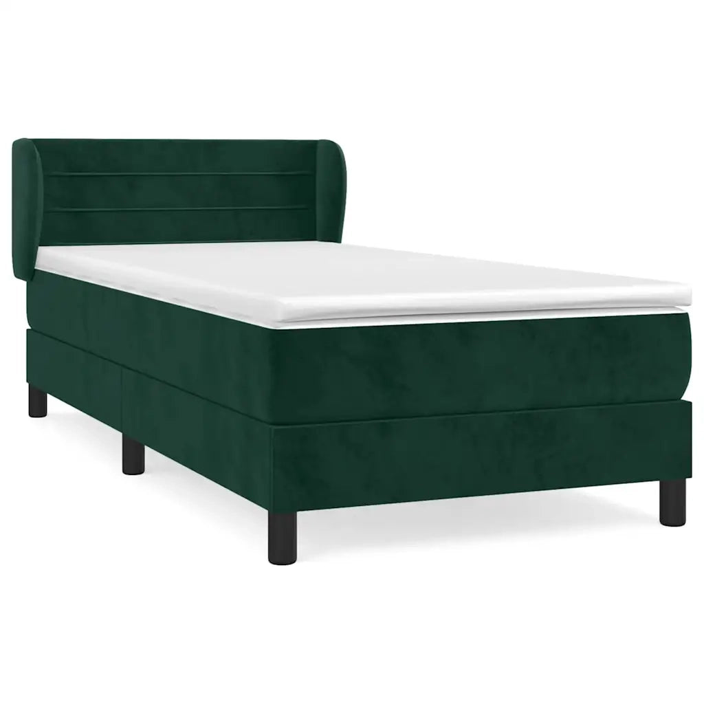 Giroletto a Molle con Materasso Verde Scuro 80x200 cm Velluto 3127520