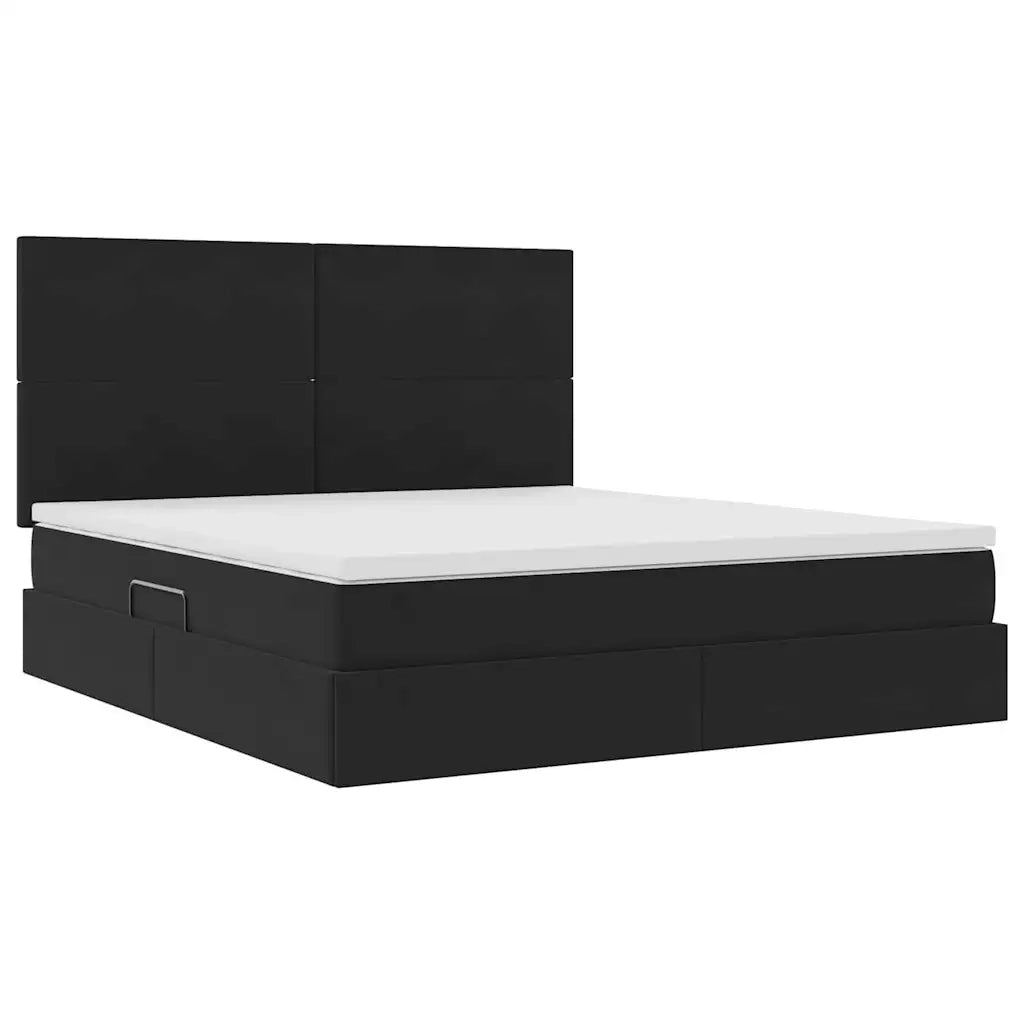 Letto con contenitore e materasso Nero 160 x 200 cm Velluto