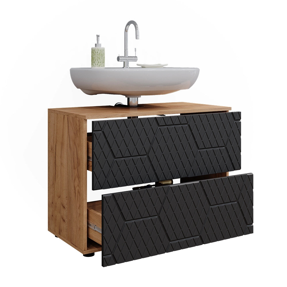 Vicco Mobile sottolavabo per bagno Antracite con struttura a nido d'ape 41 x 58.6 cm con 2 cassetti