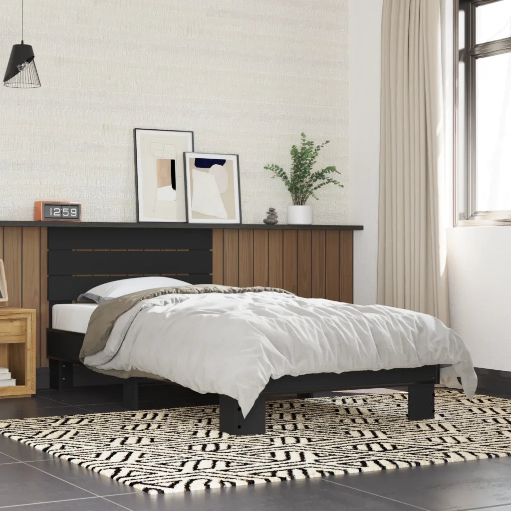 Giroletto-Struttura Letto Nero 75x190 cm in Legno Multistrato e Metallo 691059